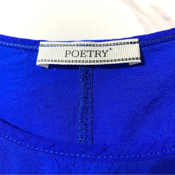 ANTHROPOLOGY Poetry Royal Blue Tie Front Semi Cropped Top Size Small - Picture 7 of 9